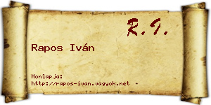 Rapos Iván névjegykártya